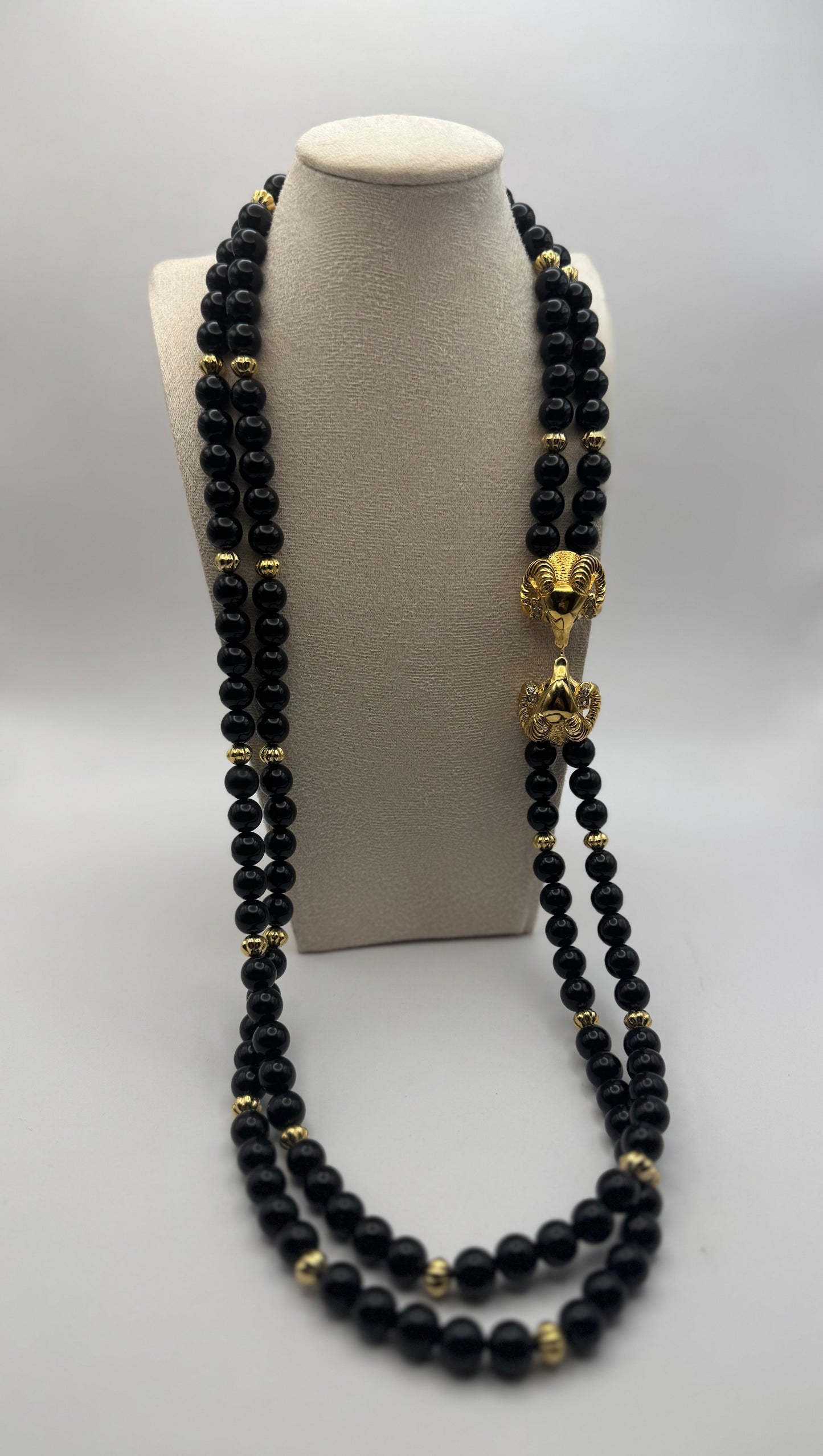 Vintage Kenneth Jay Lane for Avon Double Strand Ram’s Head Necklace