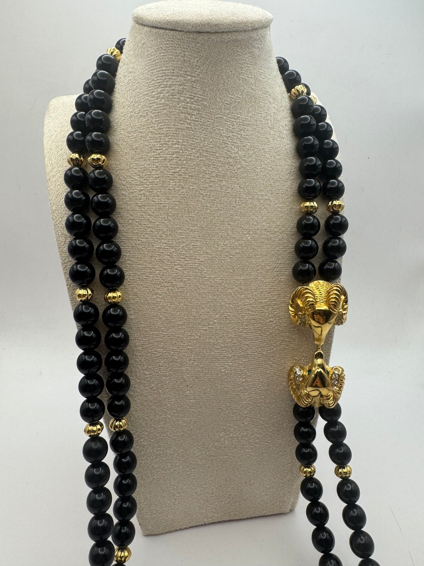 Vintage Kenneth Jay Lane for Avon Double Strand Ram’s Head Necklace
