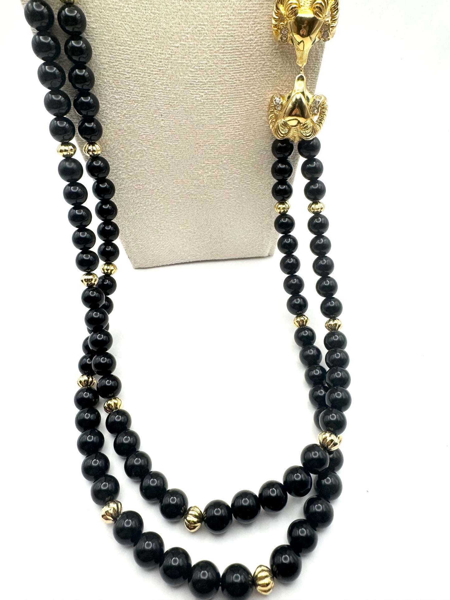 Vintage Kenneth Jay Lane for Avon Double Strand Ram’s Head Necklace