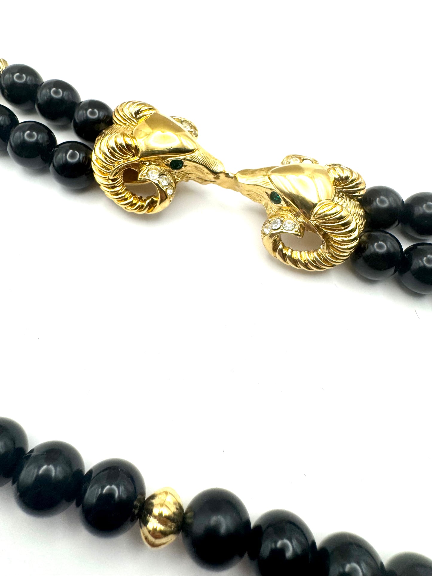 Vintage Kenneth Jay Lane for Avon Double Strand Ram’s Head Necklace
