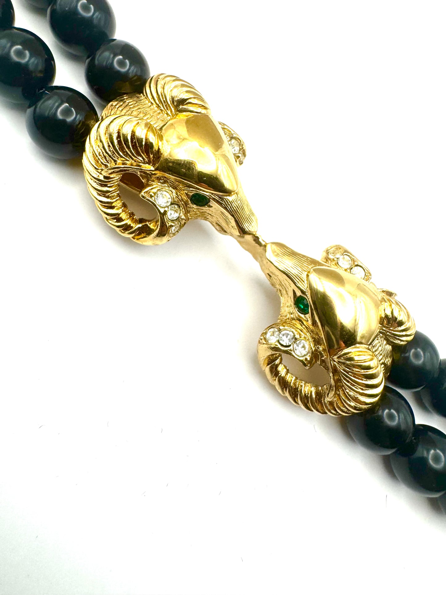 Vintage Kenneth Jay Lane for Avon Double Strand Ram’s Head Necklace