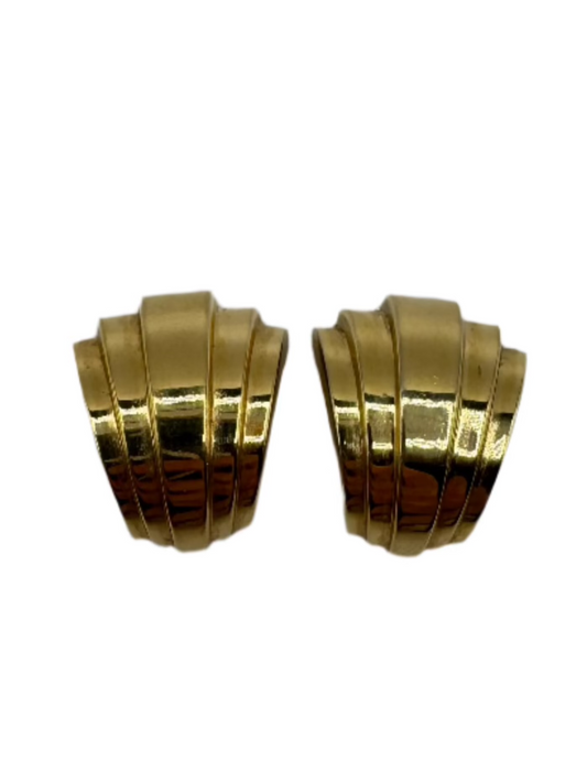 Vintage Christian Dior Sculptural Gold-Tone Clip-On Earrings (1980s)