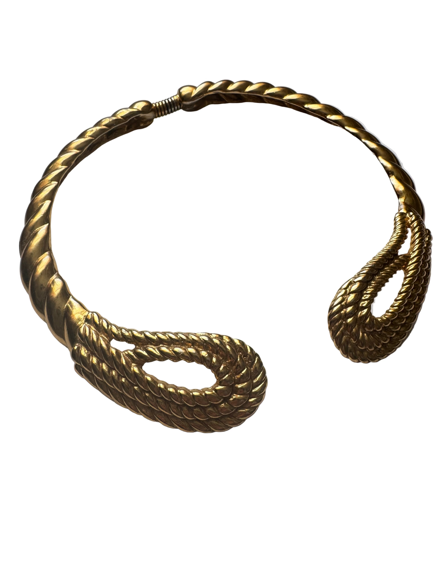Vintage Bold Gold-Tone Rope Twist Torque Collar Necklace