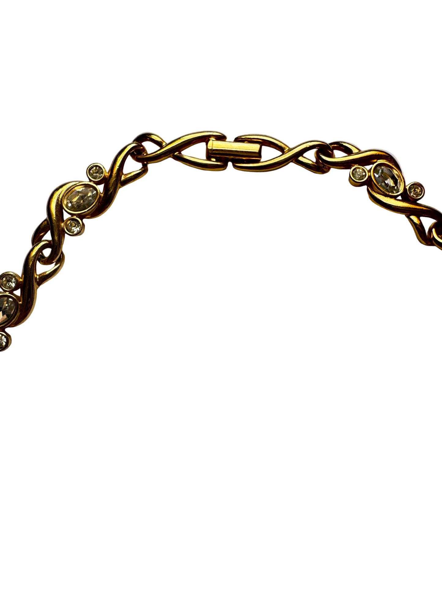 Vintage Swarovski Gold Plated Necklace with Crystal Accents