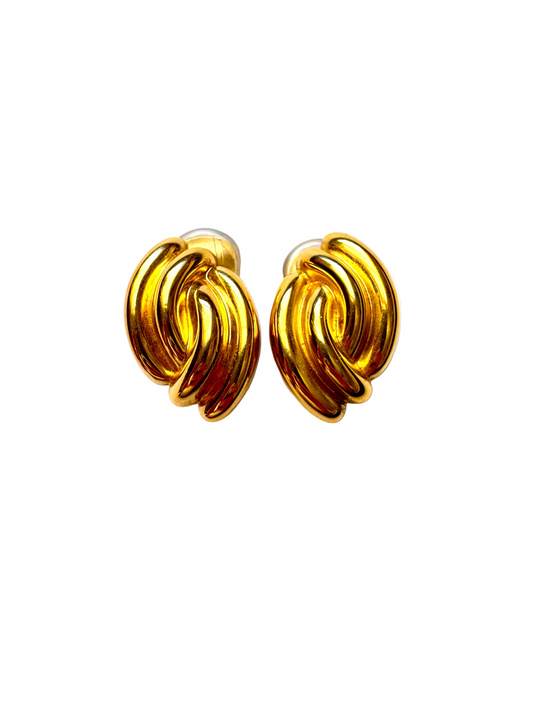 Christian Dior Vintage Gold-Tone Knot Clip-On Earrings