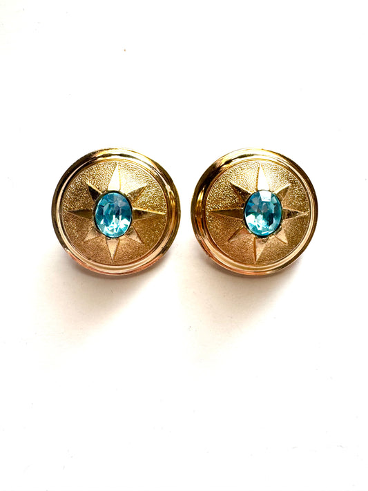 Vintage Signed France Mid-Century Starburst Clip-On Earrings
