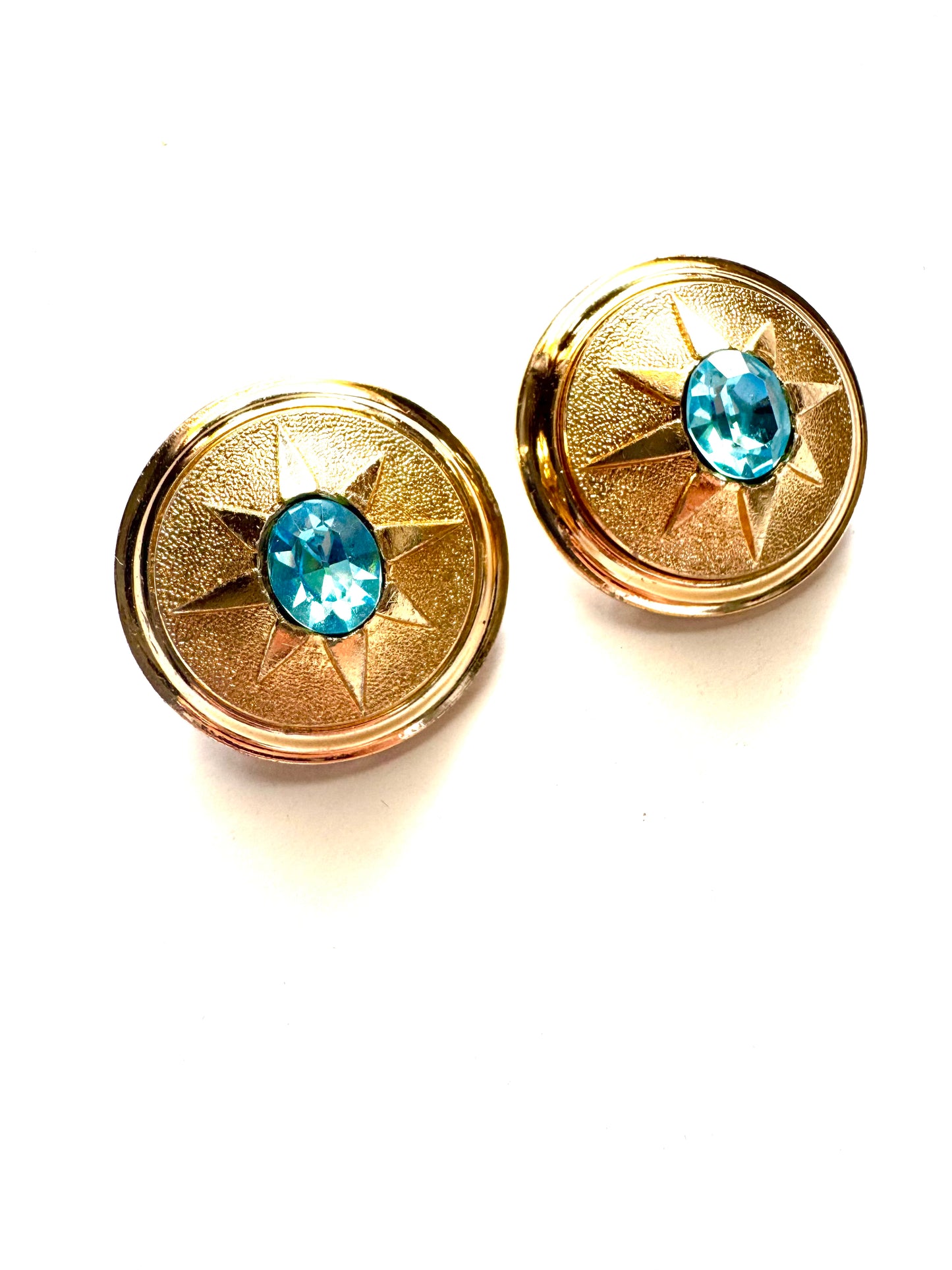 Vintage Signed France Mid-Century Starburst Clip-On Earrings