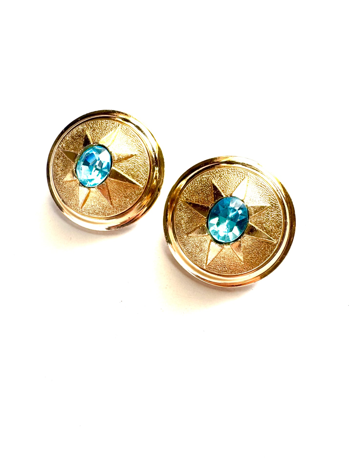 Vintage Signed France Mid-Century Starburst Clip-On Earrings
