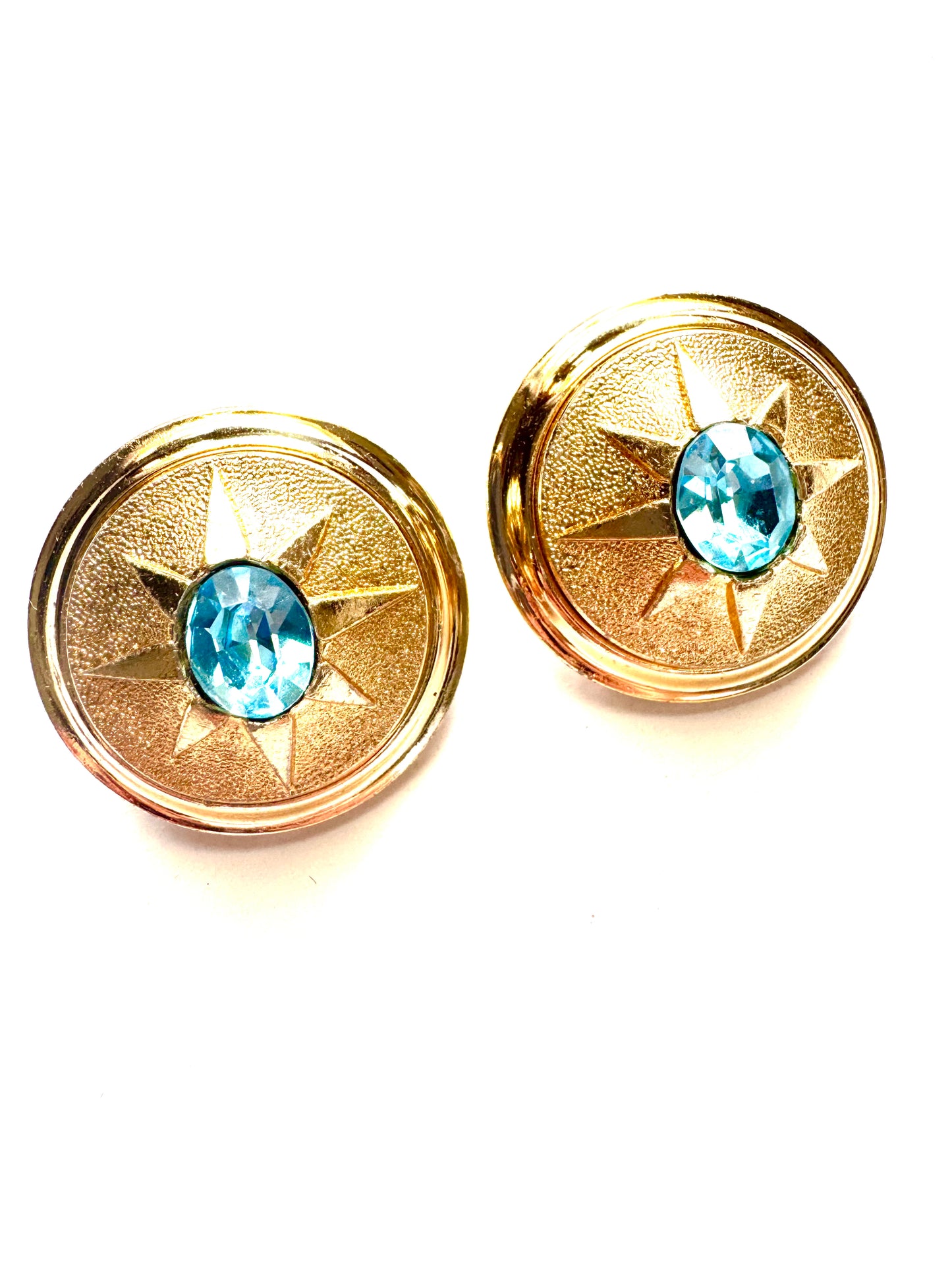 Vintage Signed France Mid-Century Starburst Clip-On Earrings