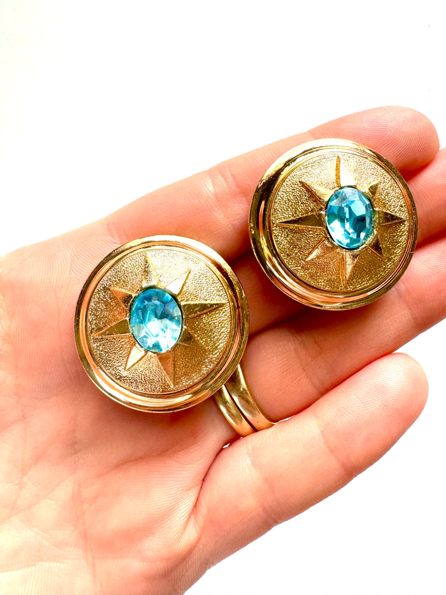 Vintage Signed France Mid-Century Starburst Clip-On Earrings