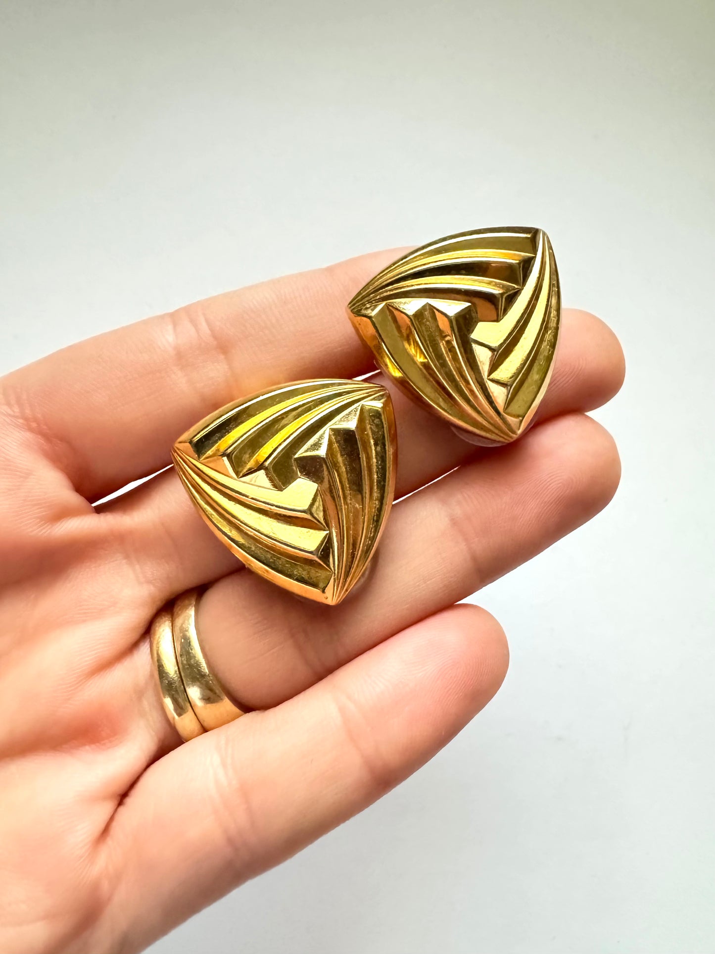 Vintage Christian Dior Gold Tone Clipon Earrings
