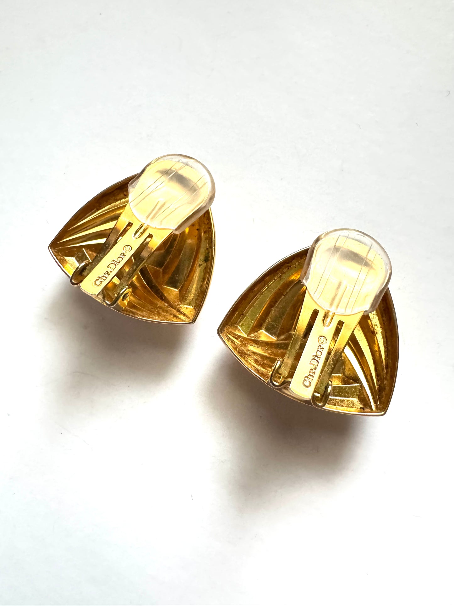 Vintage Christian Dior Gold Tone Clipon Earrings