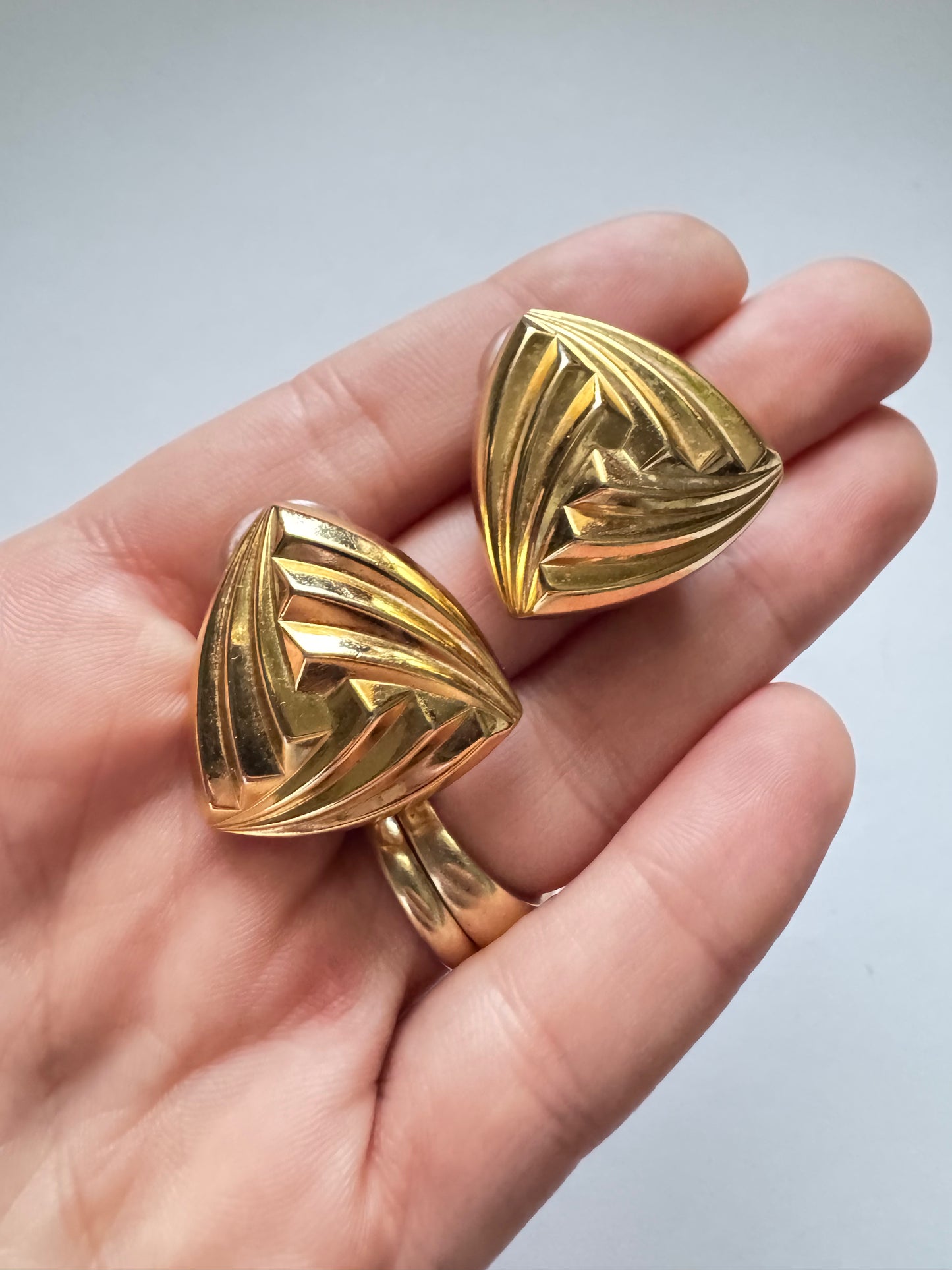 Vintage Christian Dior Gold Tone Clipon Earrings
