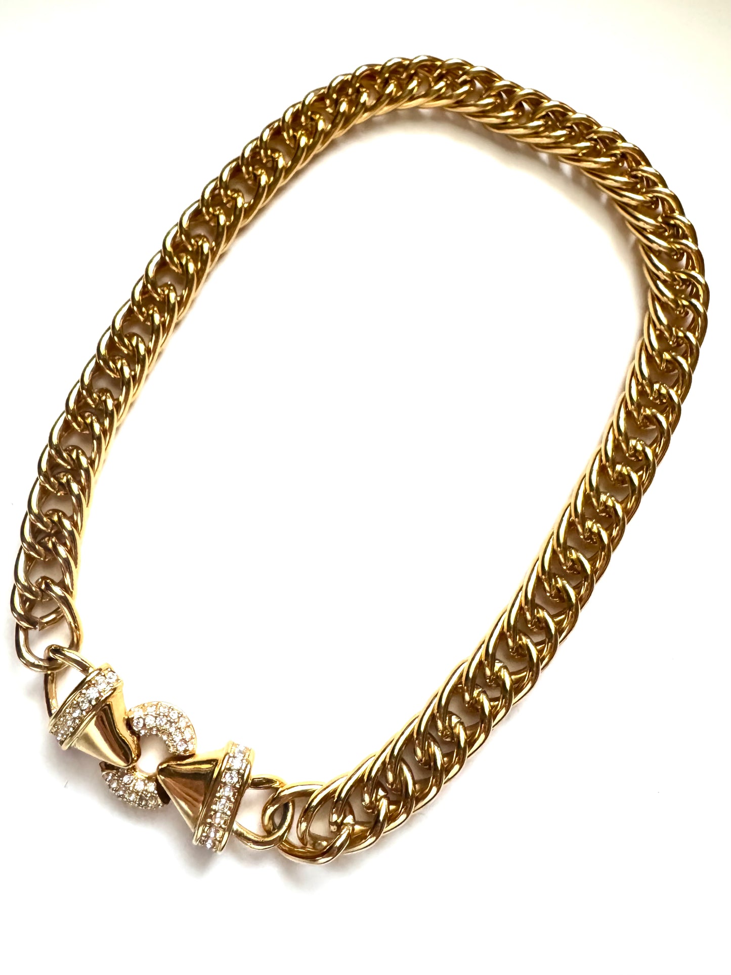 Vintage Nolan Miller Gold-Tone Statement Necklace with Pave Front Clasp