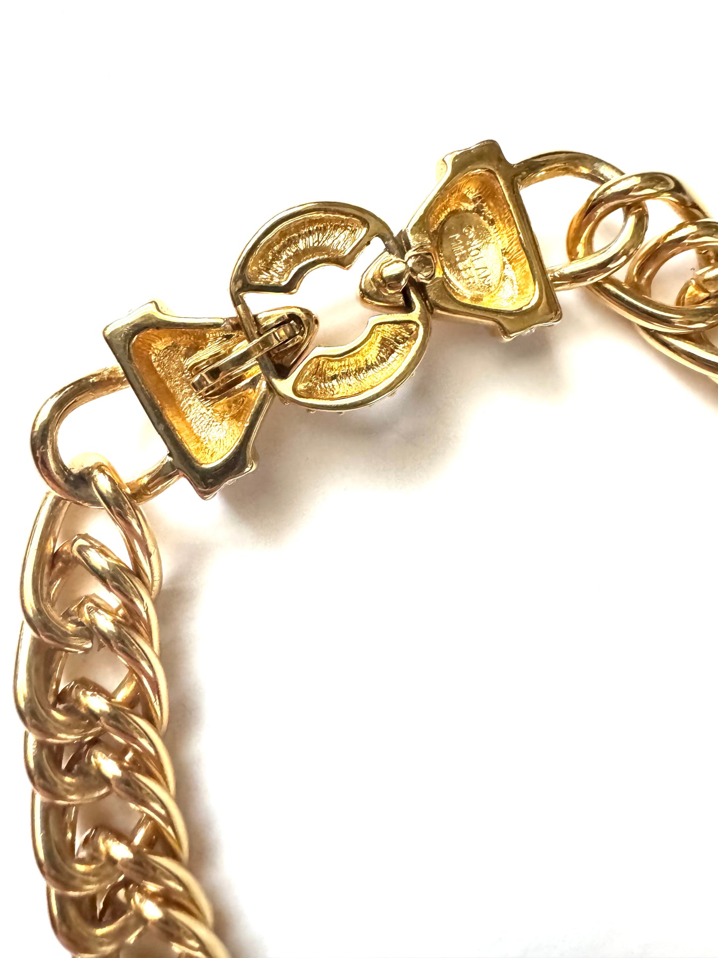 Vintage Nolan Miller Gold-Tone Statement Necklace with Pave Front Clasp