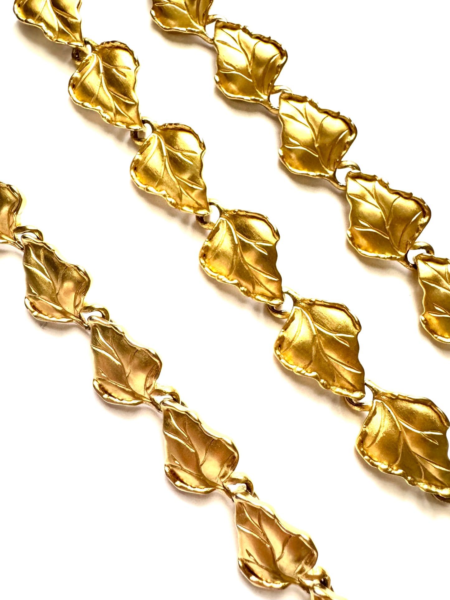 D. Paquette Signed Vintage Gold-Tone Leaf Necklace & Bracelet Set
