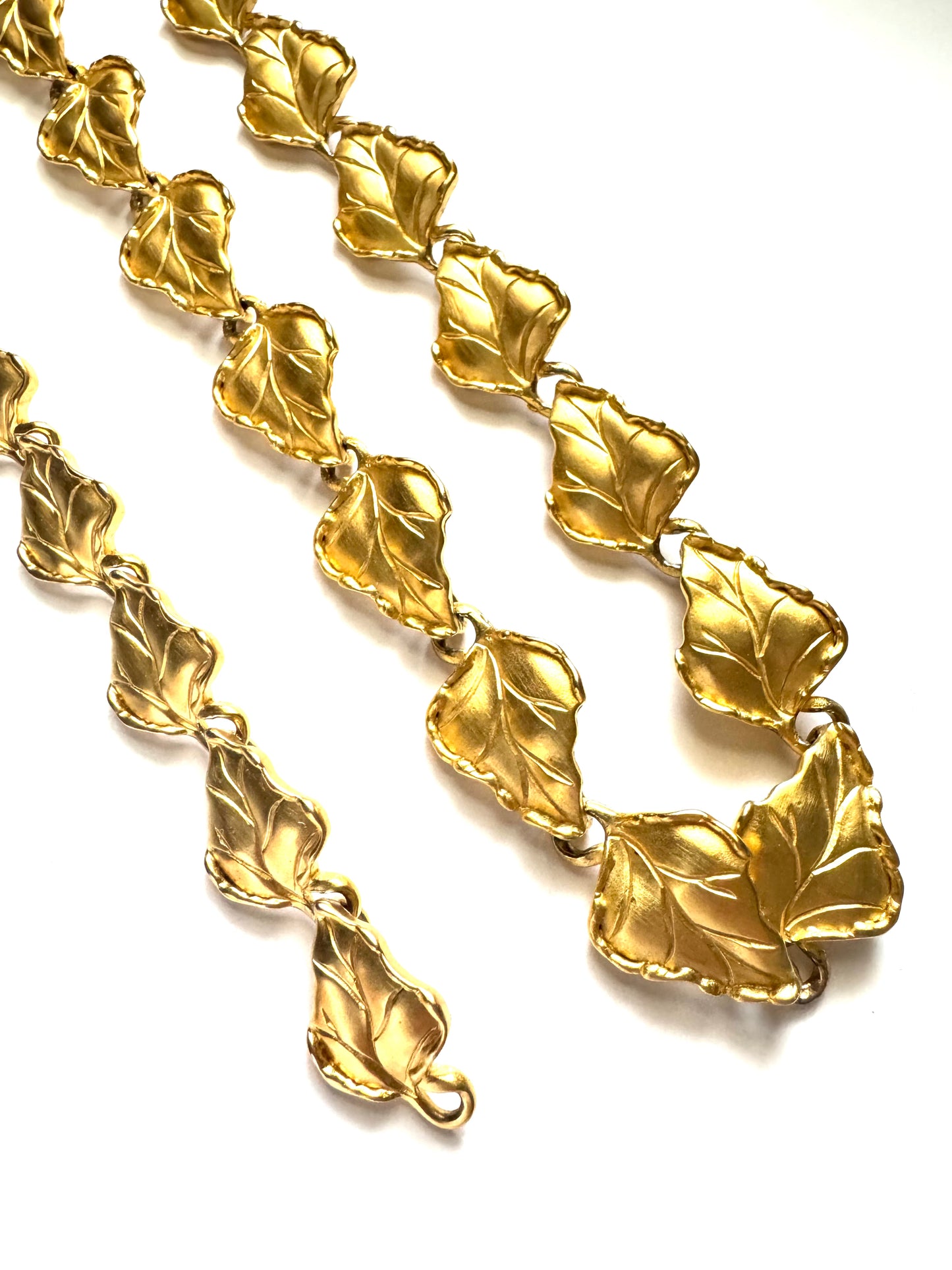 D. Paquette Signed Vintage Gold-Tone Leaf Necklace & Bracelet Set