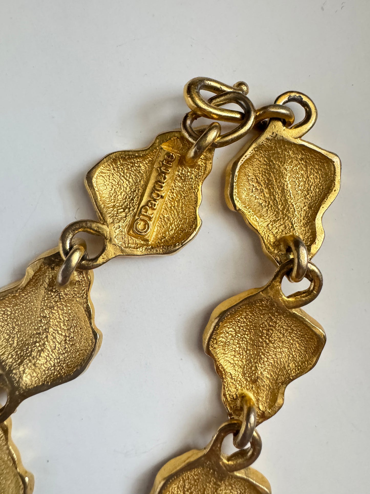 D. Paquette Signed Vintage Gold-Tone Leaf Necklace & Bracelet Set