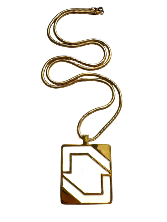 Vintage Lanvin Paris Modernist Pendant Necklace 1970s