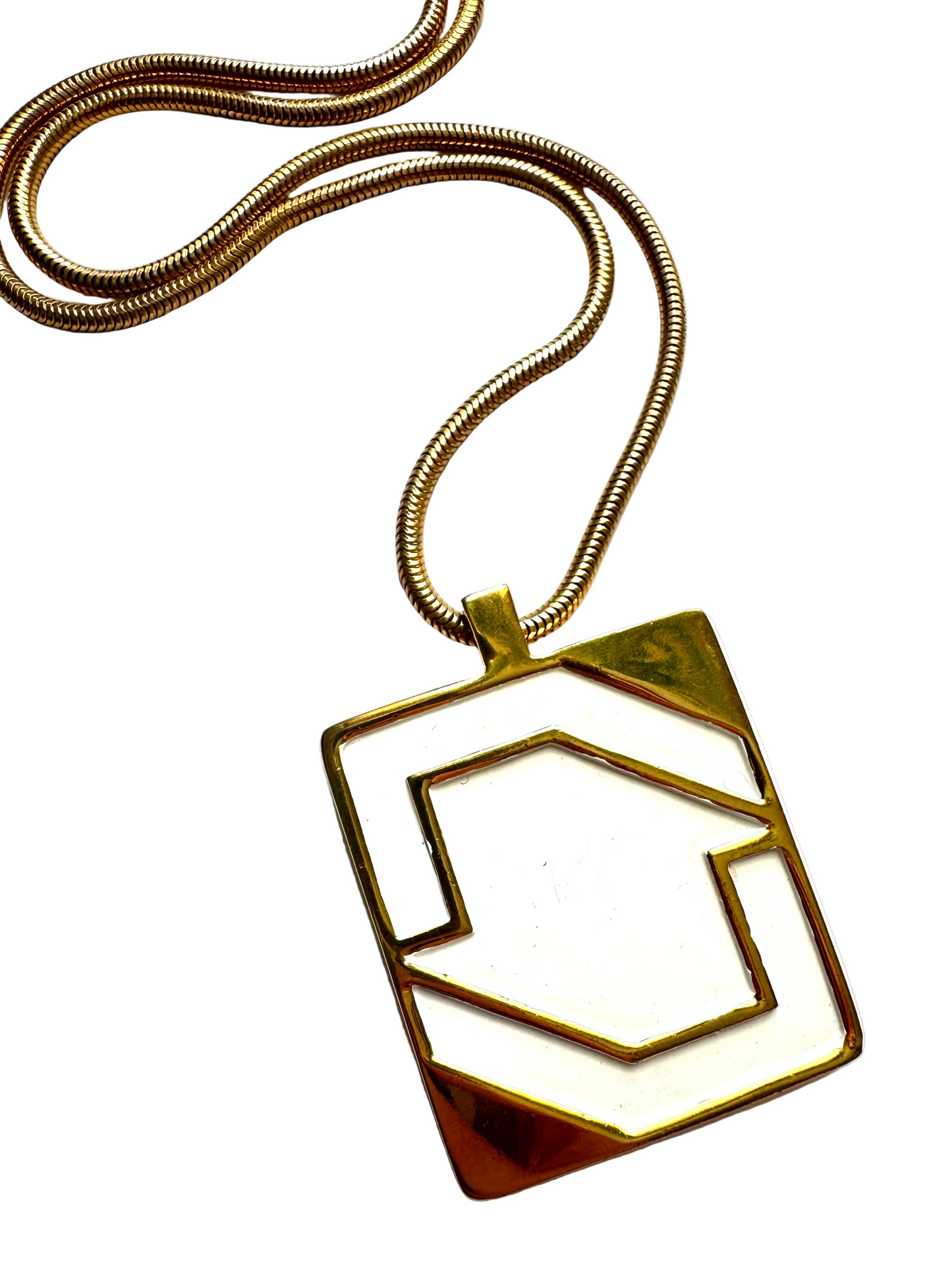 Vintage Lanvin Paris Modernist Pendant Necklace 1970s