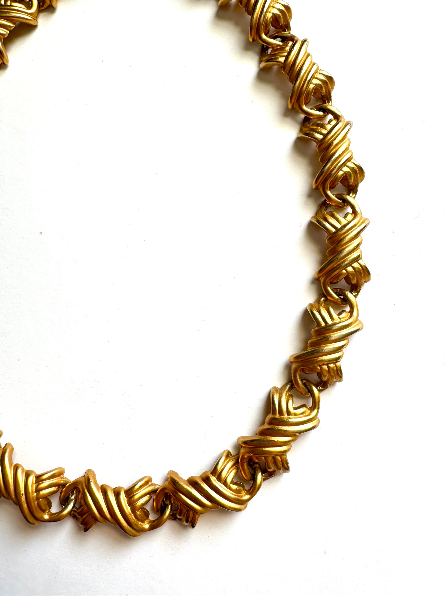 Vintage Anne Klein Brushed Gold Link Necklace with Toggle Clasp
