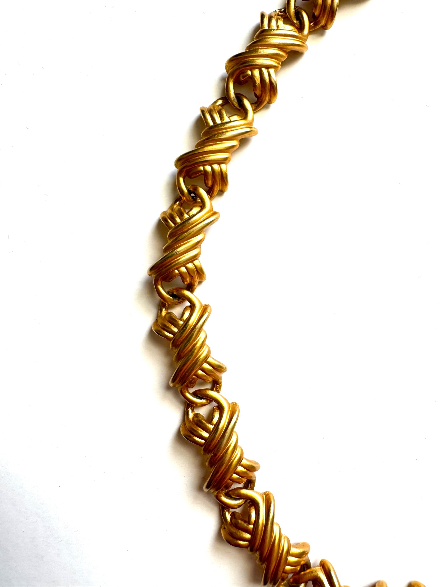 Vintage Anne Klein Brushed Gold Link Necklace with Toggle Clasp