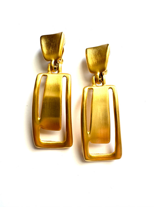 Vintage Anne Klein Oversized Geometric Clip-On Earrings