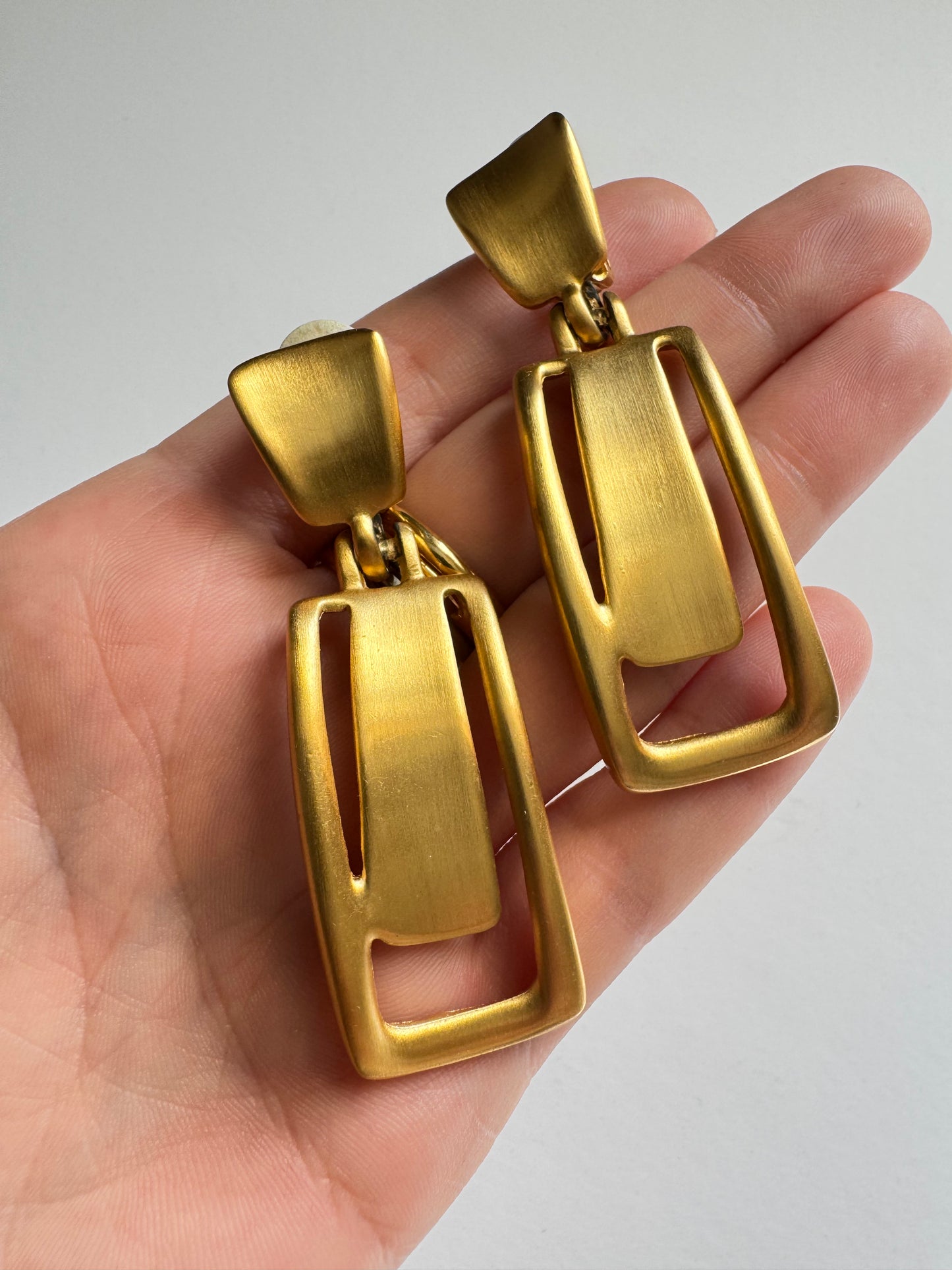 Vintage Anne Klein Oversized Geometric Clip-On Earrings