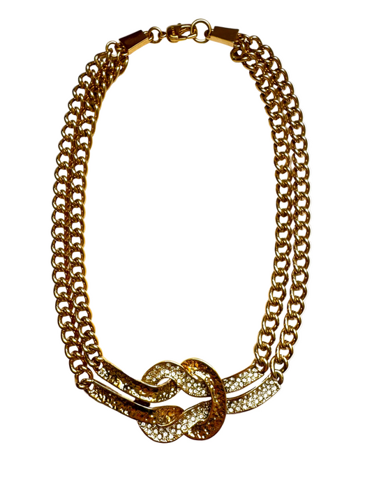 Vintage St. John Double Chain Knot Statement Collar Necklace