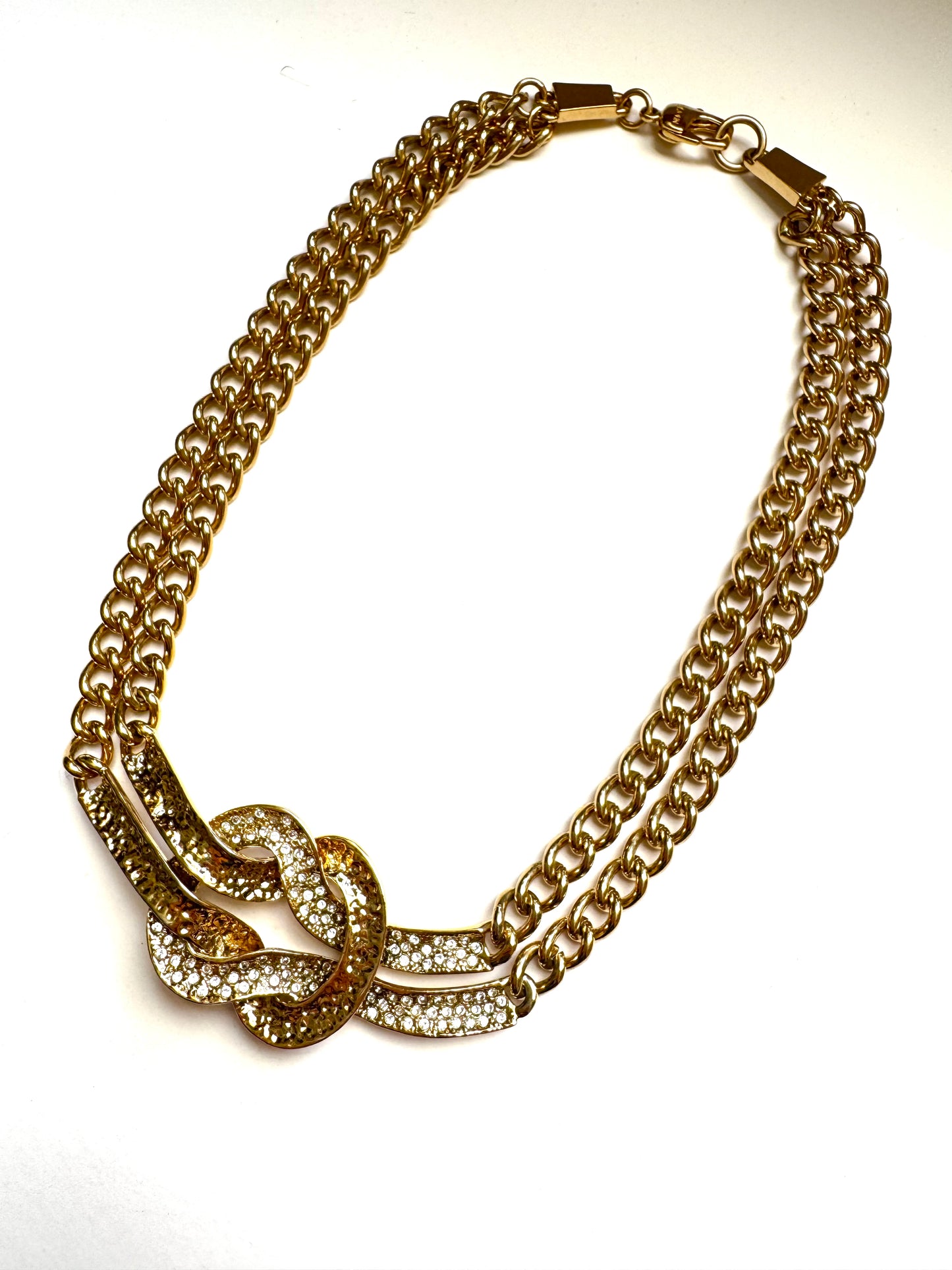 Vintage St. John Double Chain Knot Statement Collar Necklace