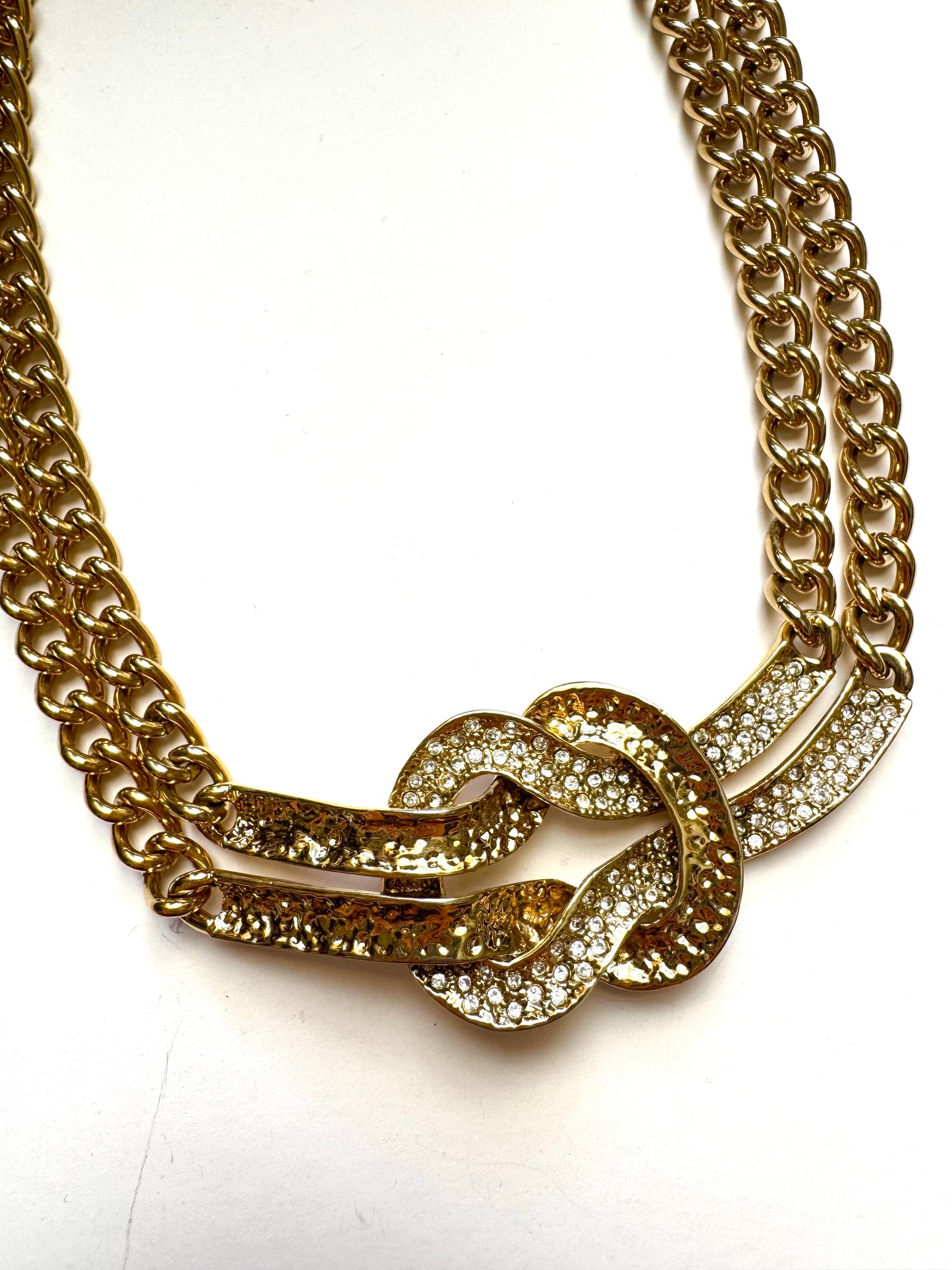 Vintage St. John Double Chain Knot Statement Collar Necklace