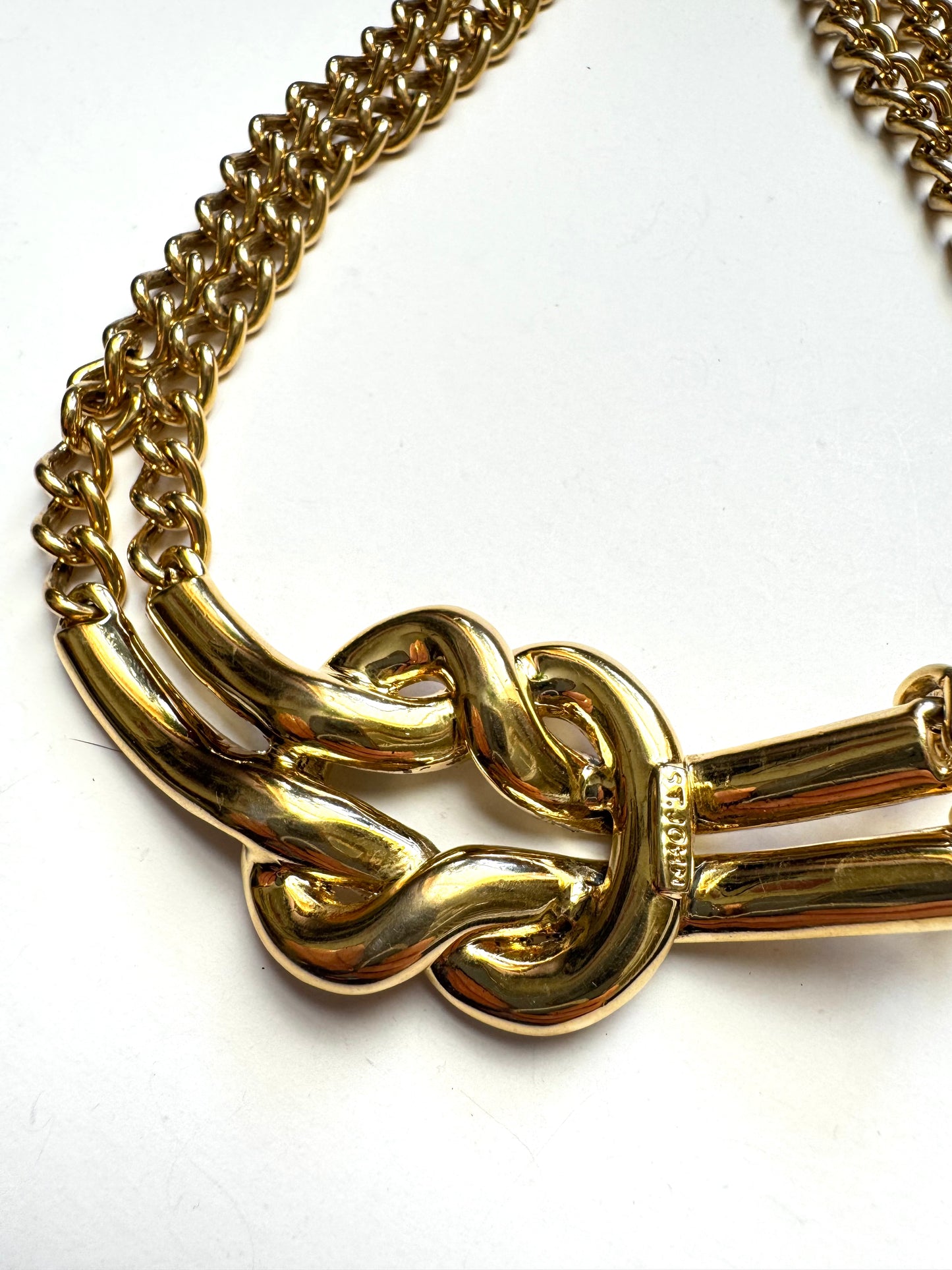 Vintage St. John Double Chain Knot Statement Collar Necklace