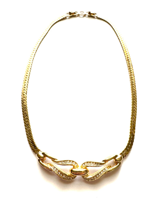 Vintage Christian Dior Crystal Link Chain Necklace