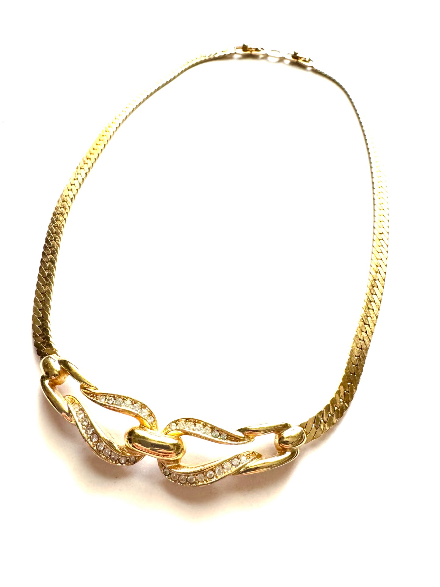 Vintage Christian Dior Crystal Link Chain Necklace