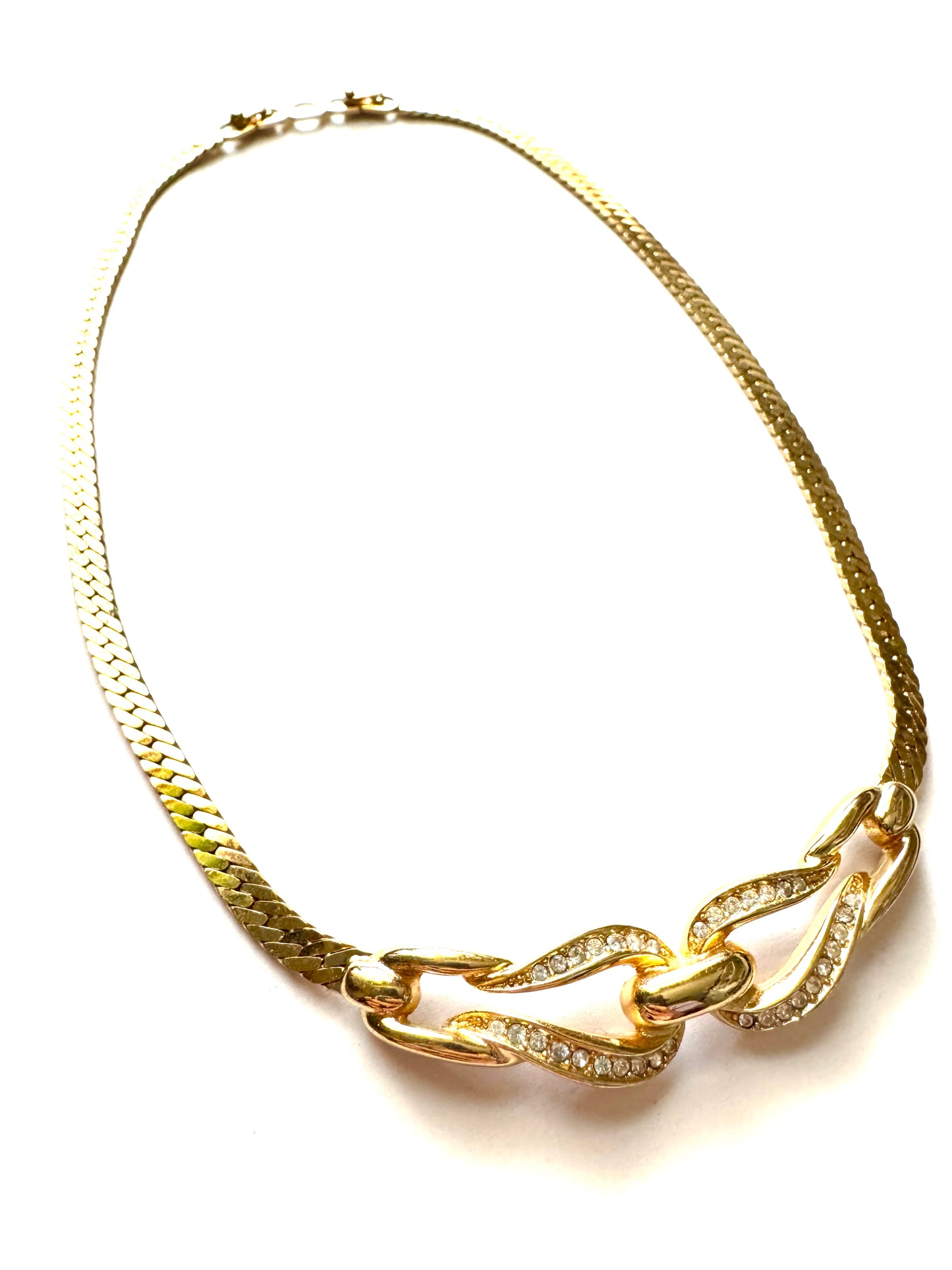 Vintage Christian Dior Crystal Link Chain Necklace