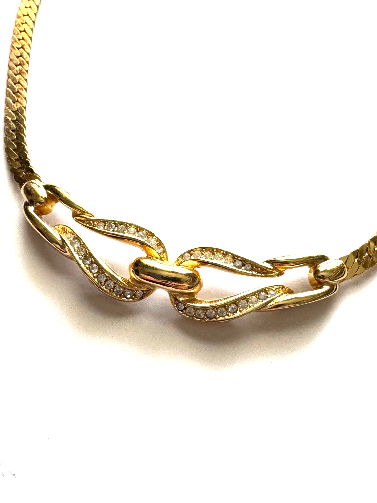 Vintage Christian Dior Crystal Link Chain Necklace