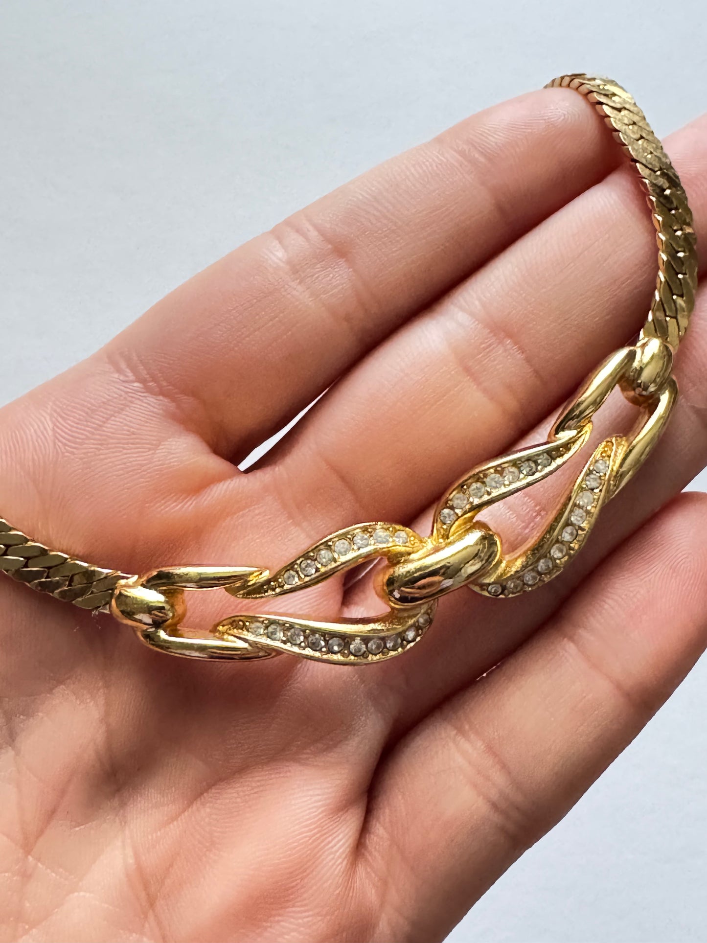 Vintage Christian Dior Crystal Link Chain Necklace