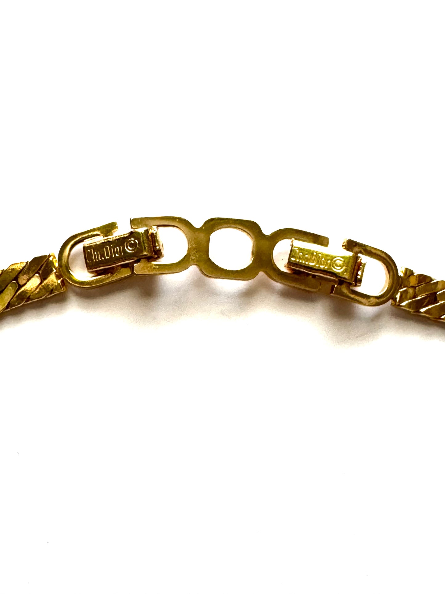 Vintage Christian Dior Crystal Link Chain Necklace
