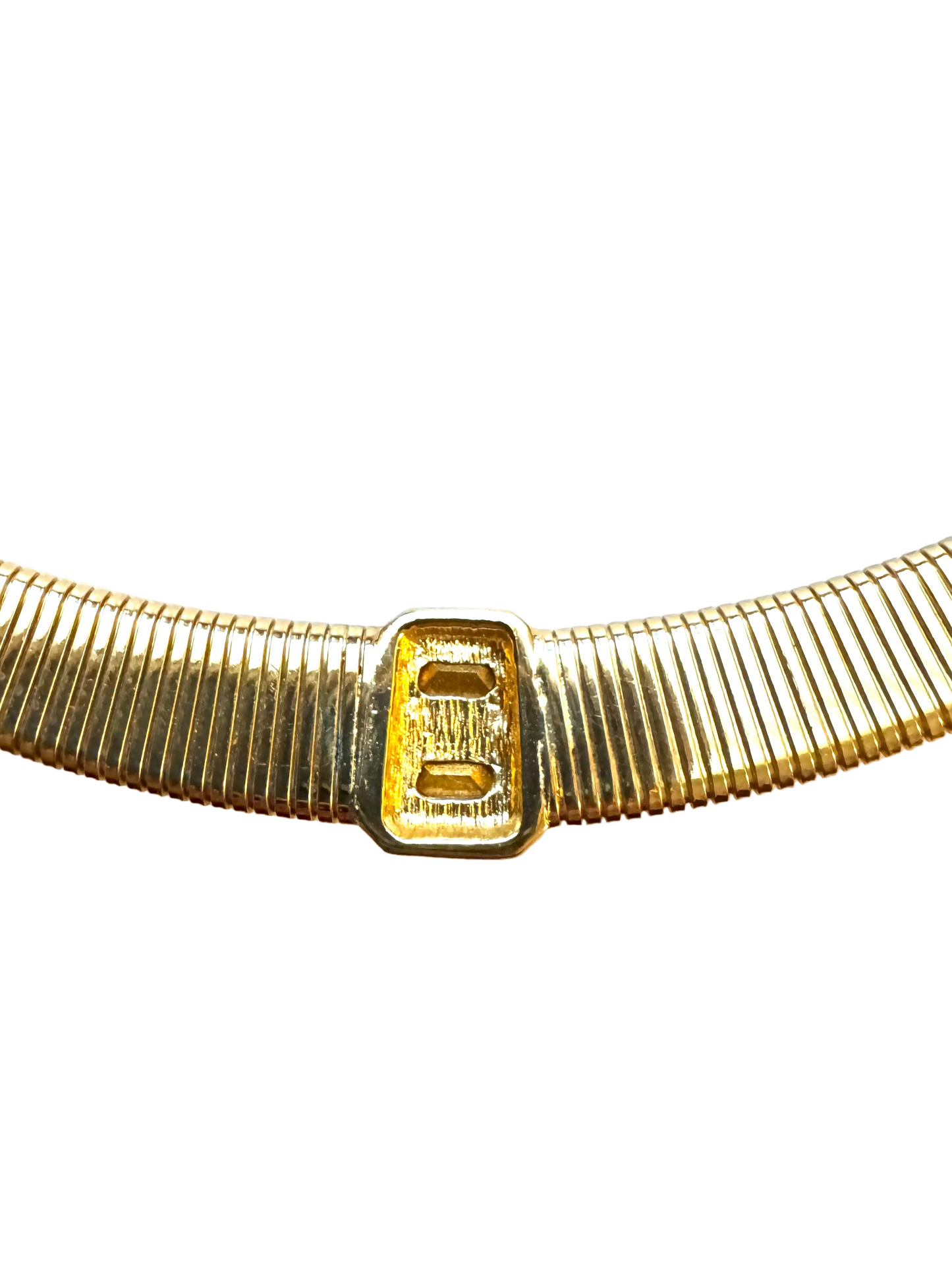 Vintage Christian Dior Tubogas Collar Necklace with Blue & Yellow Stones