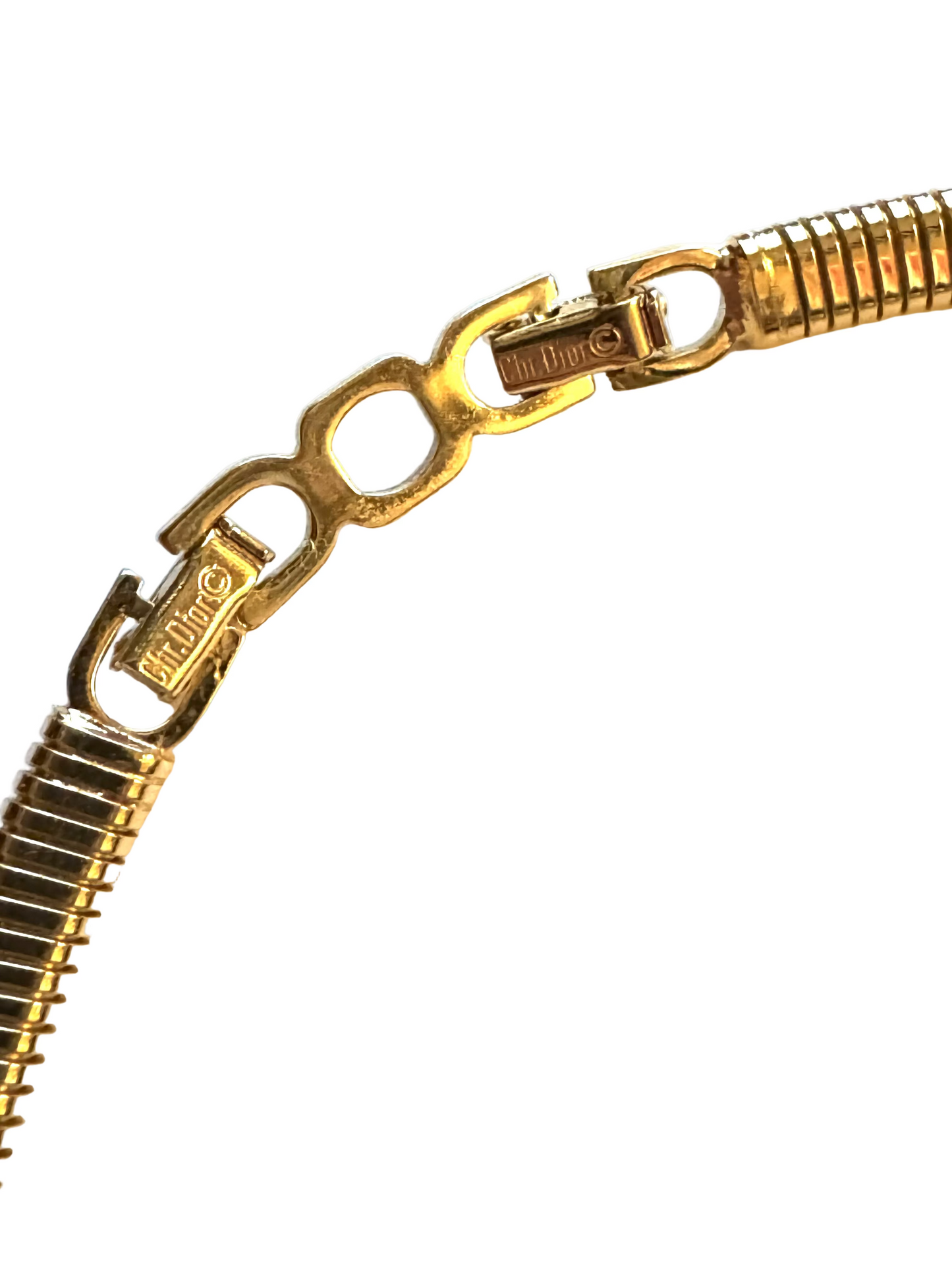 Vintage Christian Dior Tubogas Collar Necklace with Blue & Yellow Stones