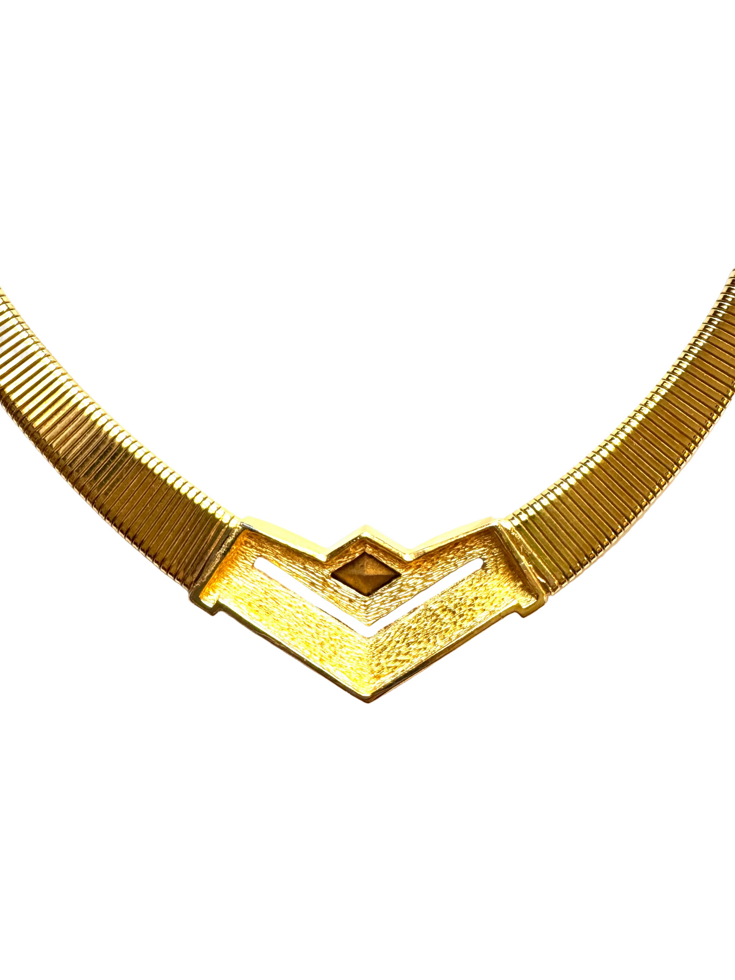 Vintage Christian Dior Tubogas Necklace with Purple Crystal Pave Accents