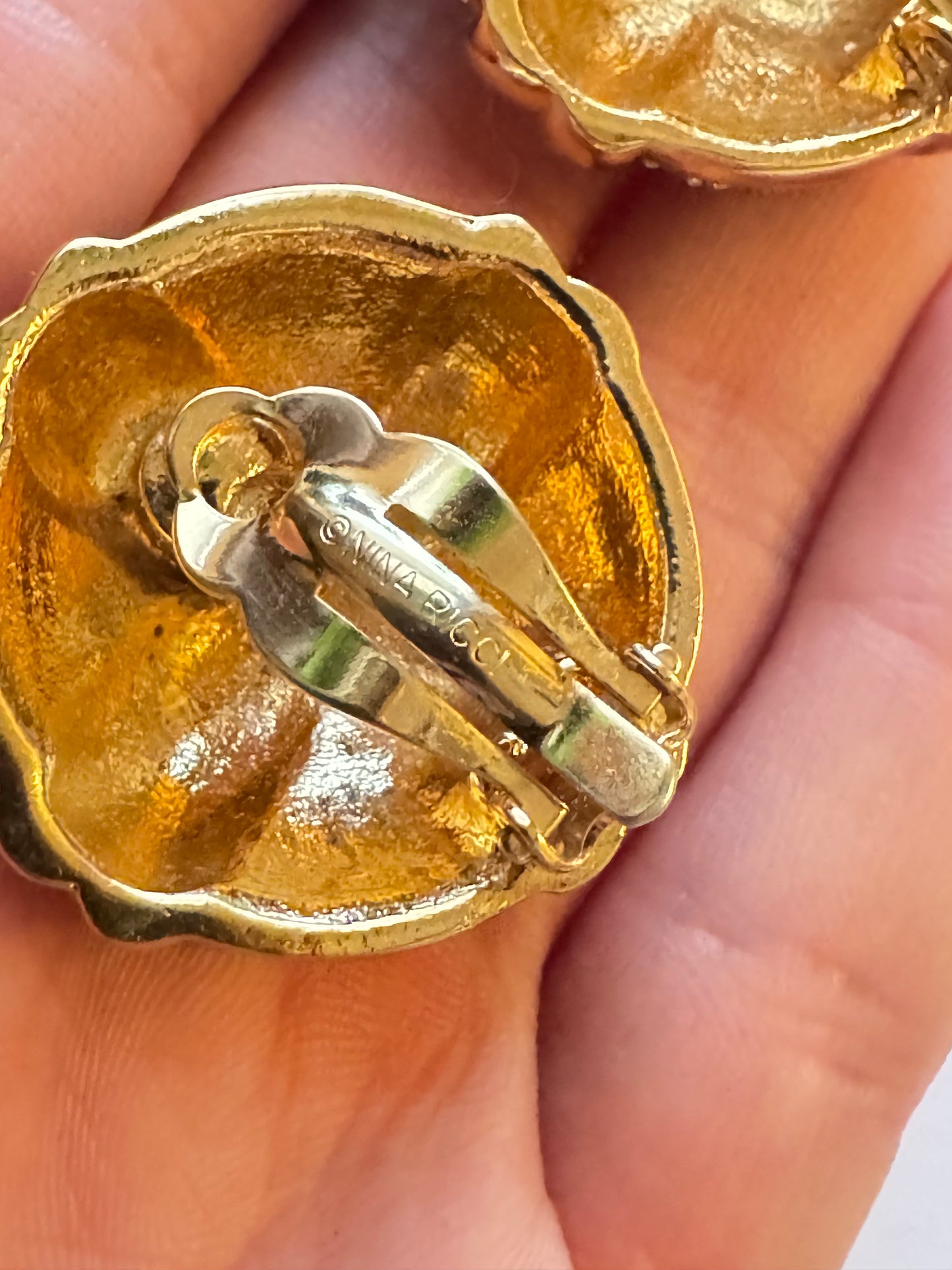 Vintage Nina Ricci Pavé Gold Cross Clip-On Earrings