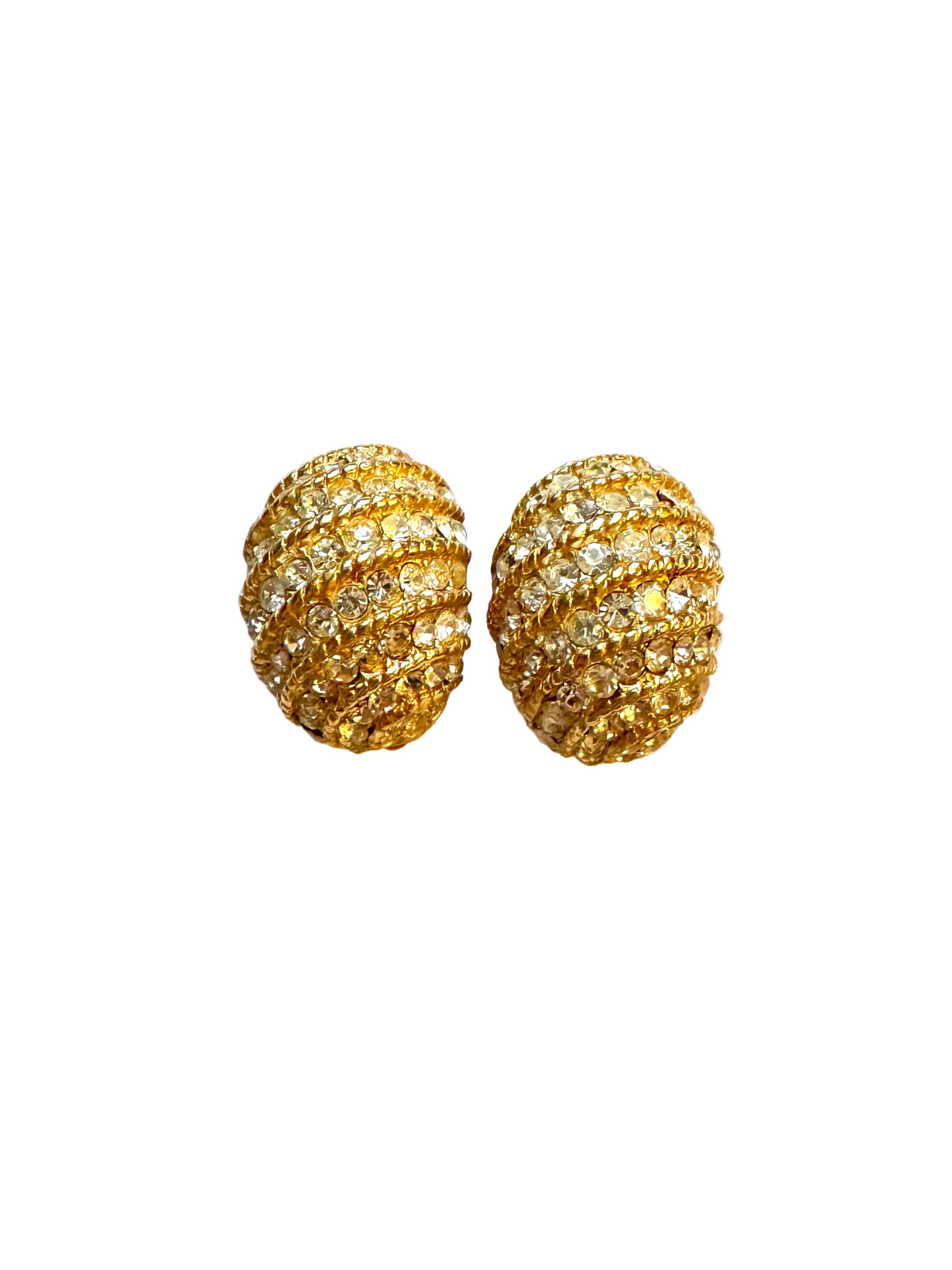 Vintage Ciner Gold Pavé Dome Clip-On Earrings