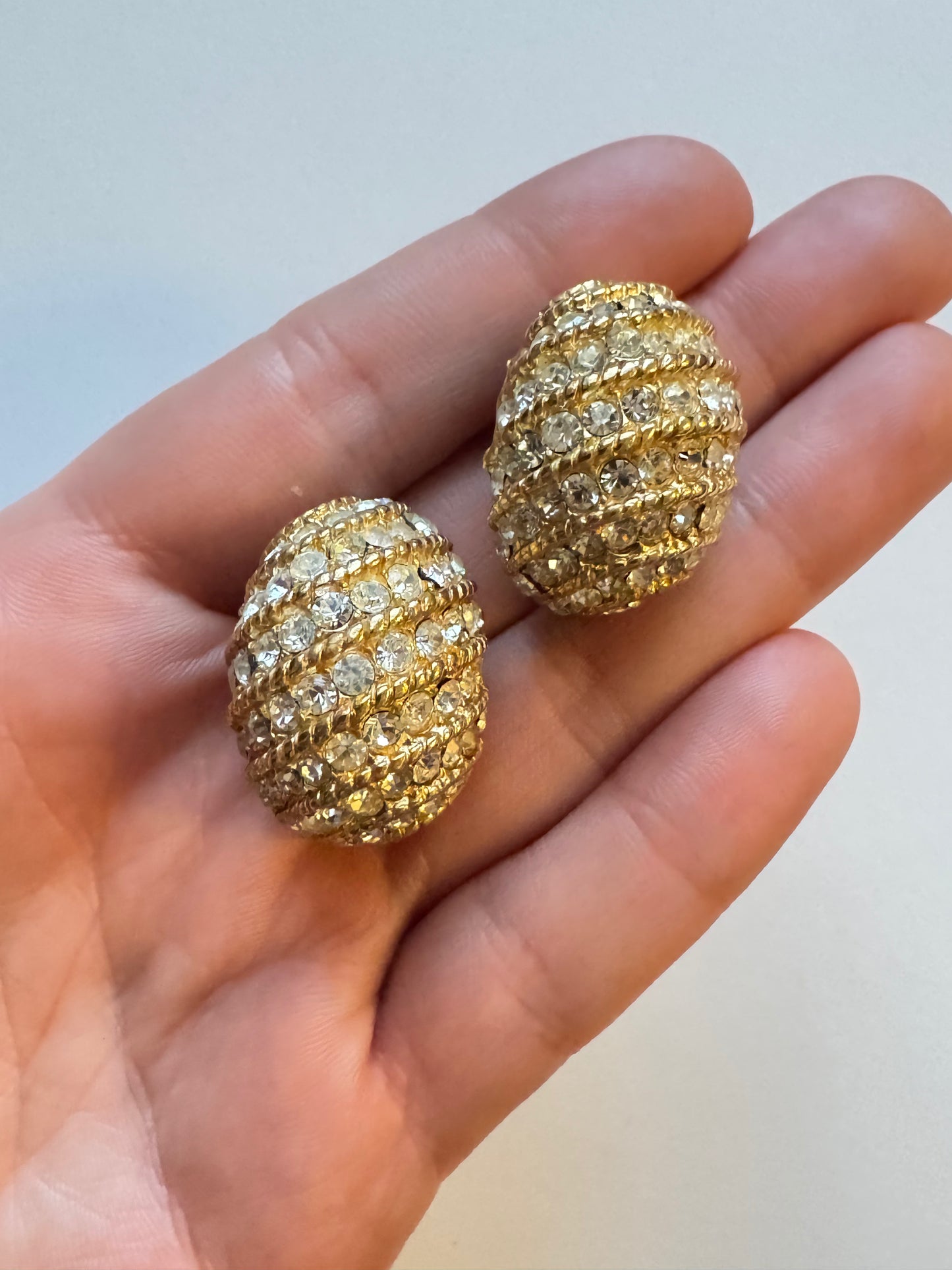 Vintage Ciner Gold Pavé Dome Clip-On Earrings