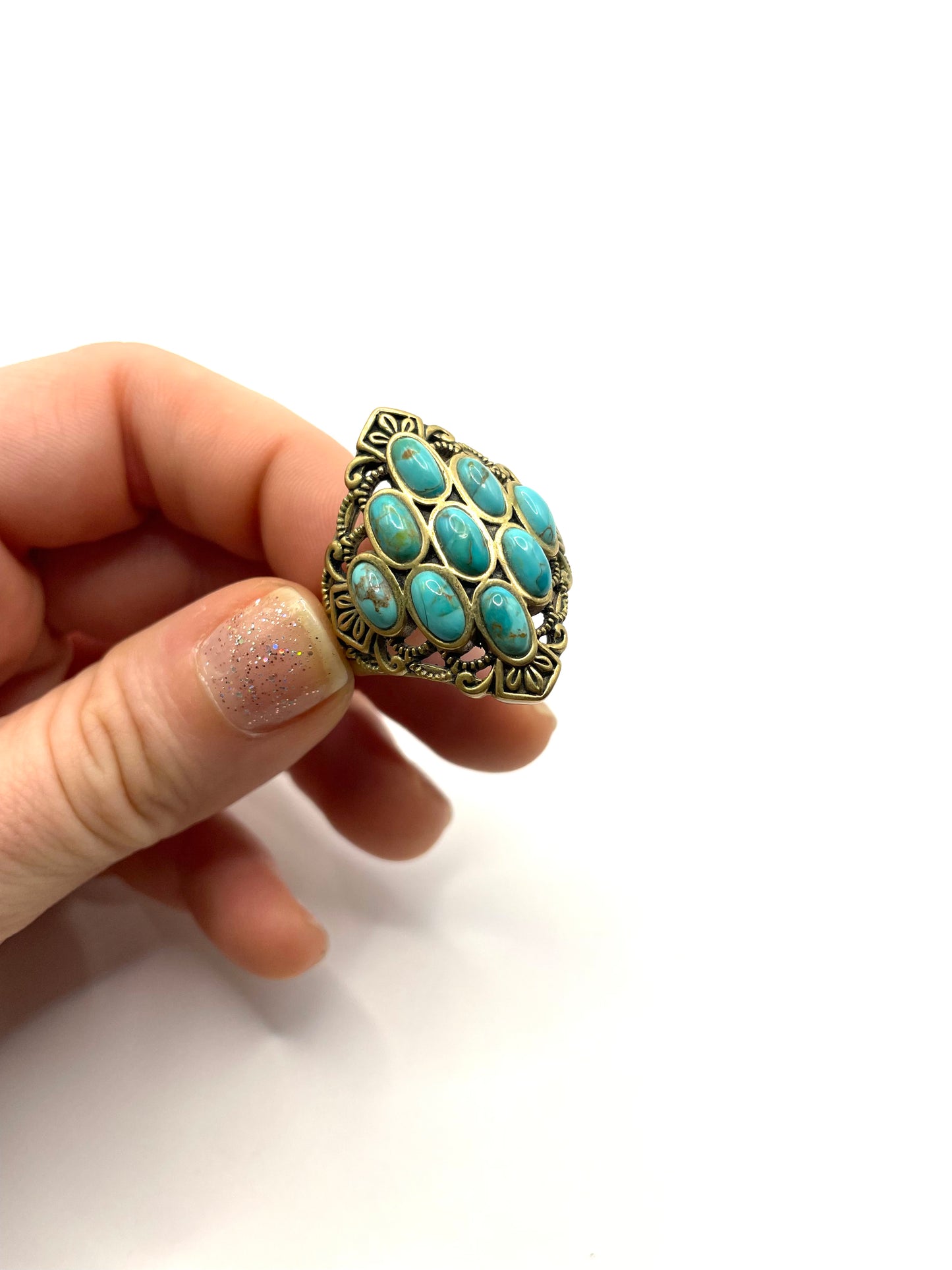 Vintage Barse Bronze Turquoise Ring Size 11.5