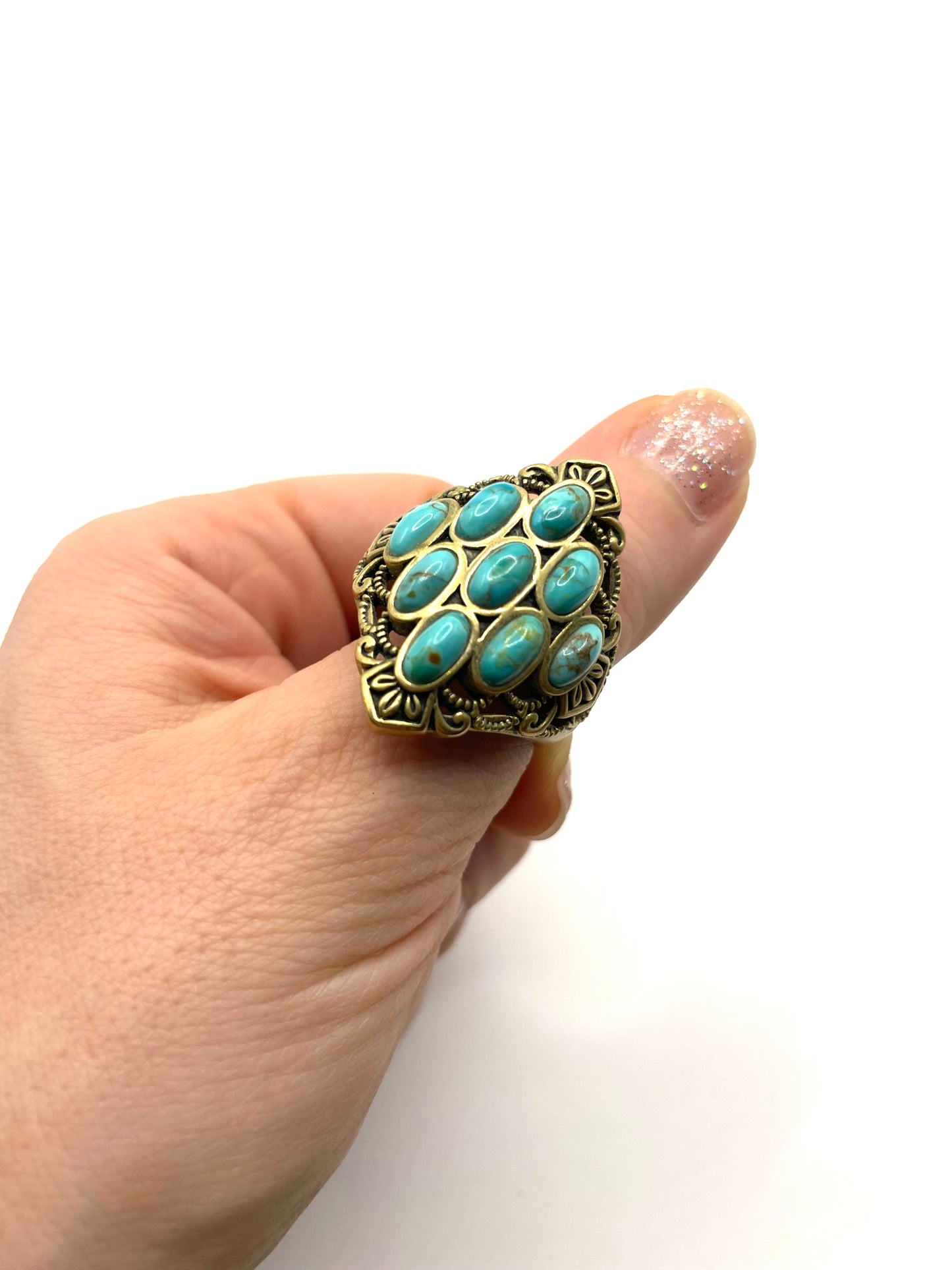 Vintage Barse Bronze Turquoise Ring Size 11.5