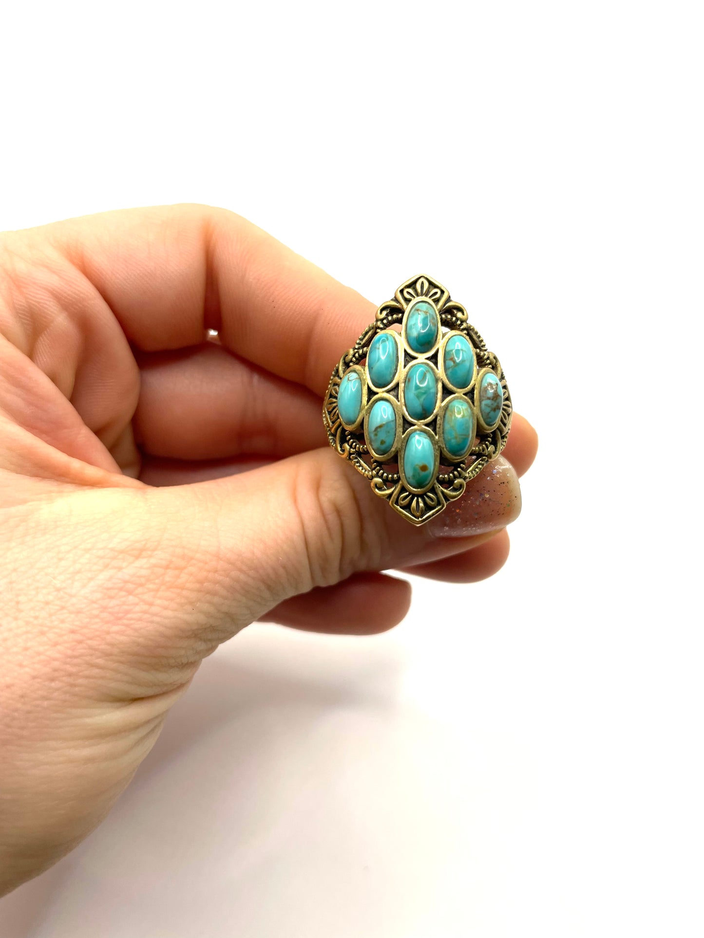 Vintage Barse Bronze Turquoise Ring Size 11.5