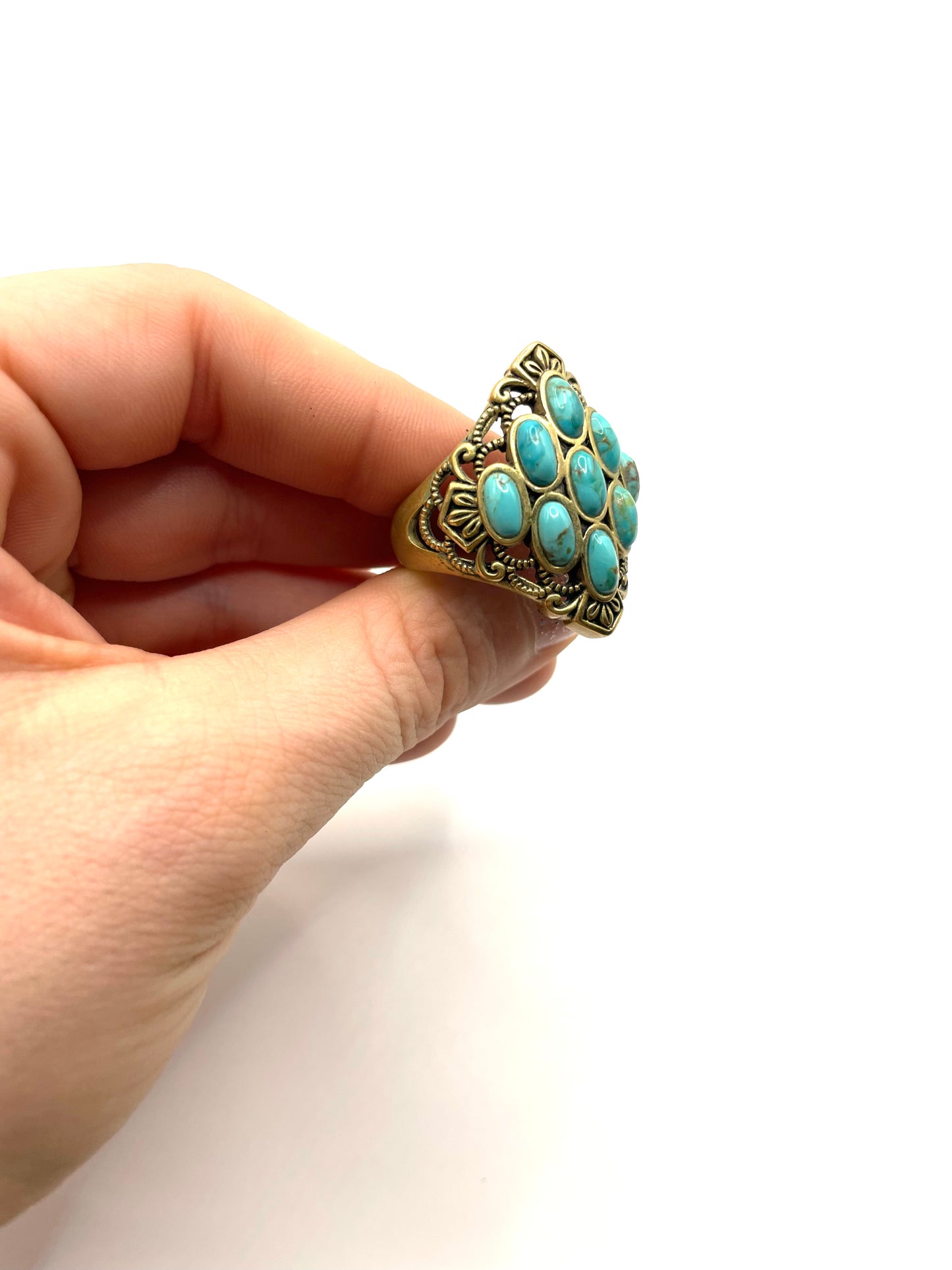 Vintage Barse Bronze Turquoise Ring Size 11.5