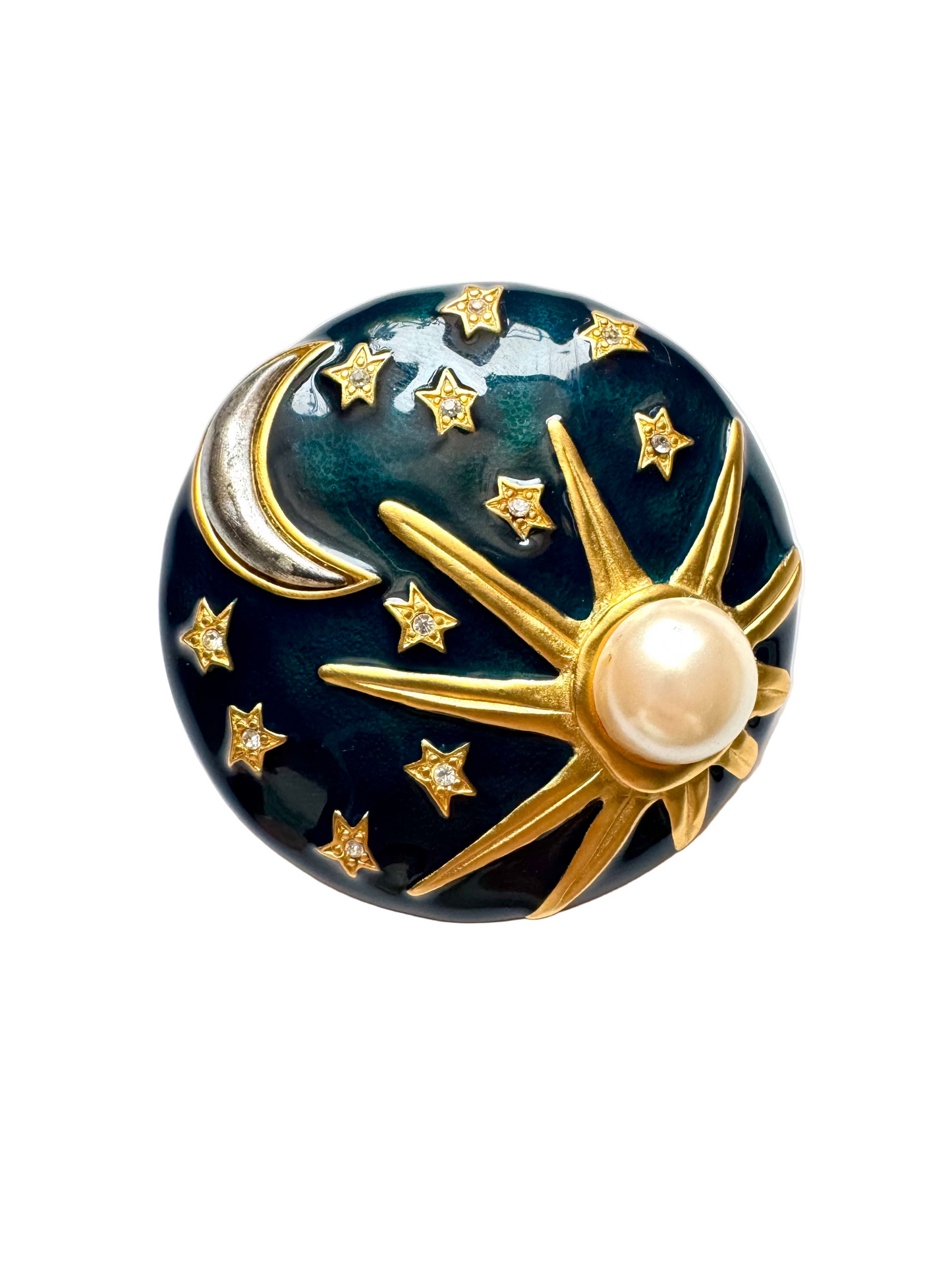 Vintage Karl Lagerfeld Moon & Star Brooch