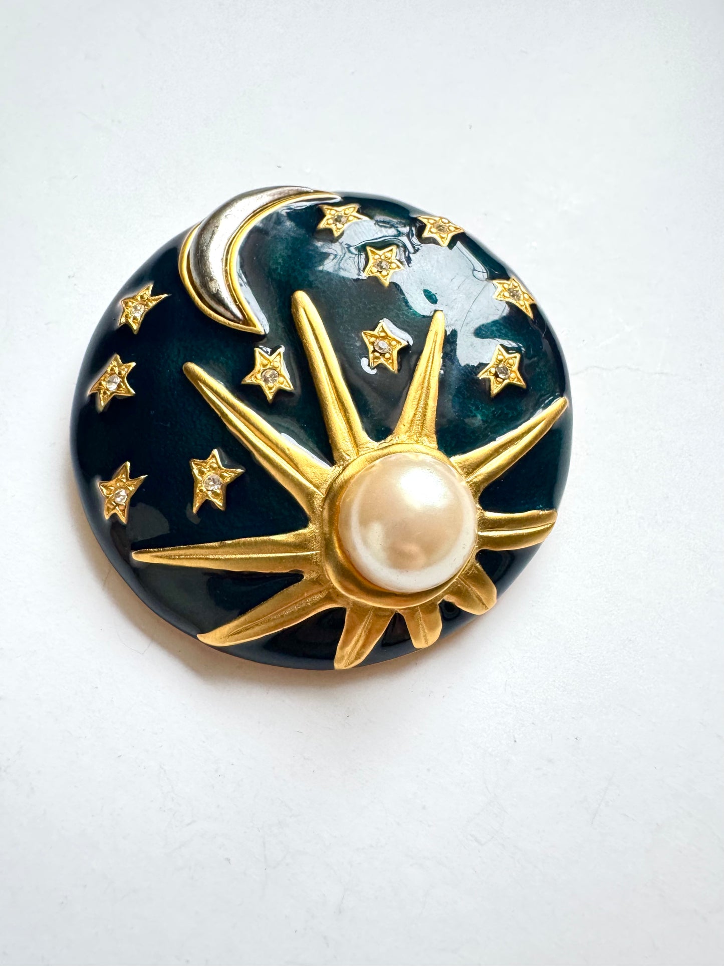 Vintage Karl Lagerfeld Moon & Star Brooch